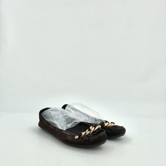 Louis Vuitton Dark Brown Suede Chain Round-Toe Casual Flats Size 35.5 - Picture 8 of 8